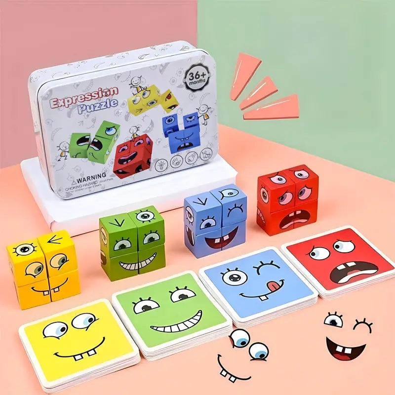 Face-Matching Wooden Puzzle for Kids